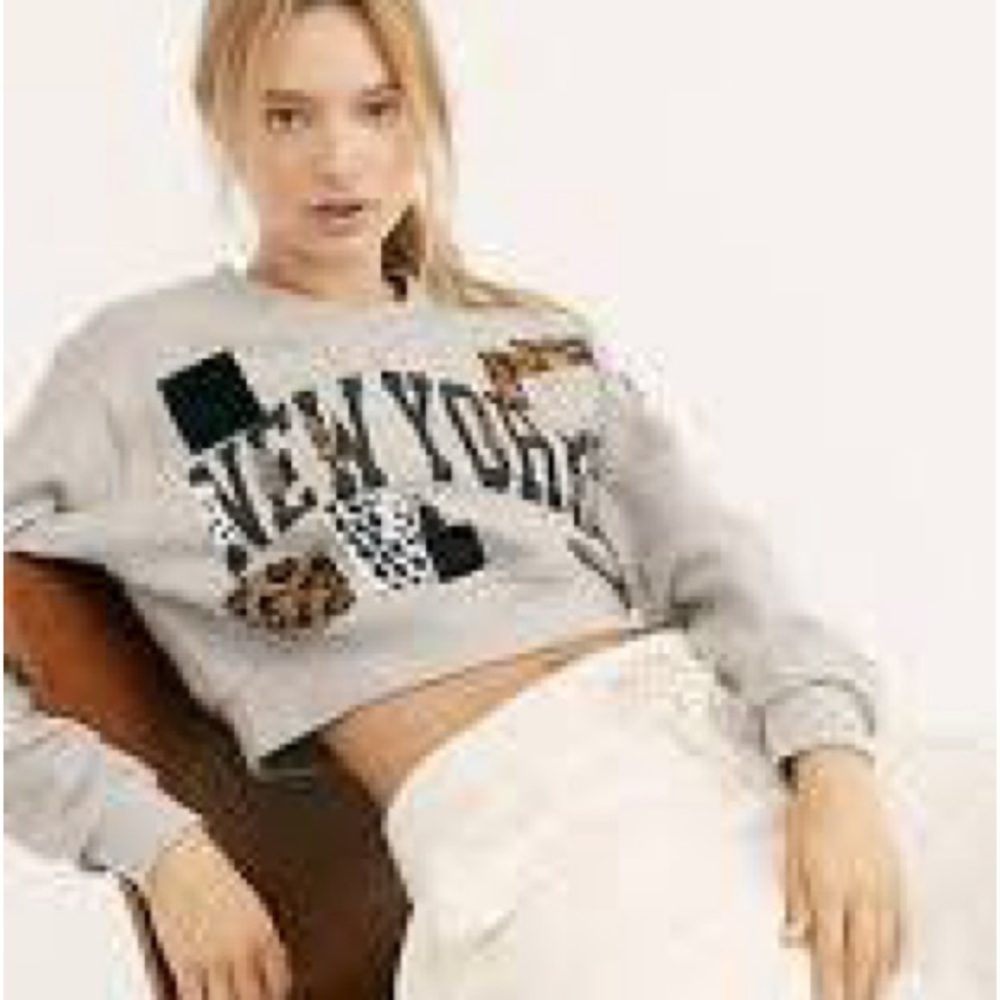 Riley Vintage 1880 Cropped New York Patchwork Sweatshirt